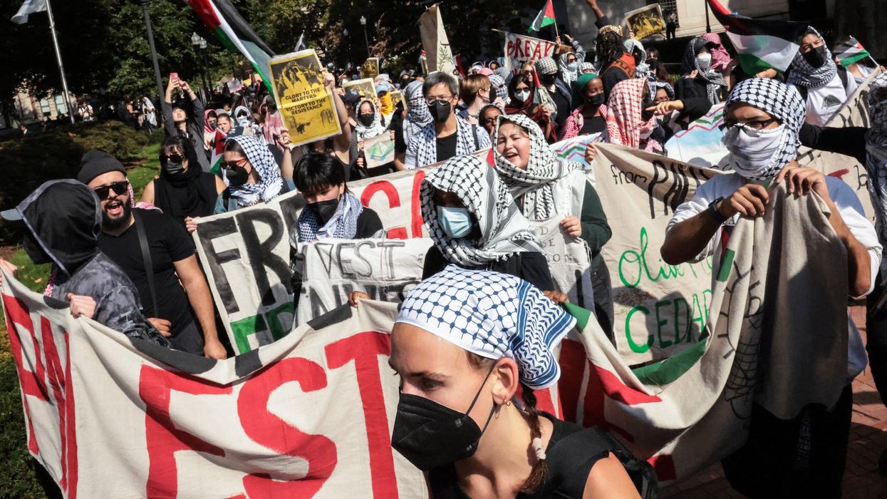 Pro-Palestinian protesters chant 'resistance is justified' at Columbia University on anniversary of horrific terror attack
