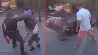 VIDEO: Bystanders rush in to help female Asian officer being attacked by homeless man in San Francisco