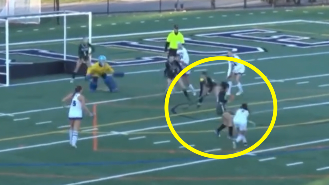 Male HS field hockey player fires shot into female opponent's face, and she's hospitalized. Riley Gaines, others are furious.