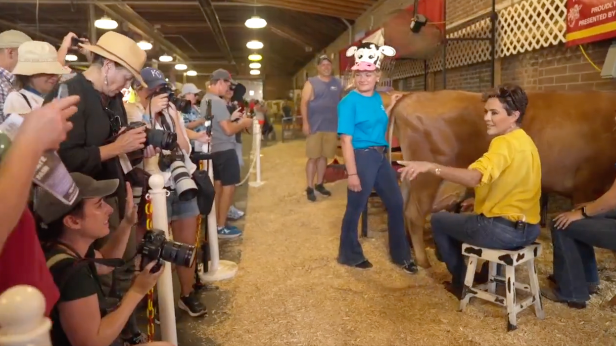 Video: Kari Lake trolls media and mocks radical leftist gender ideology, apparently while milking a cow