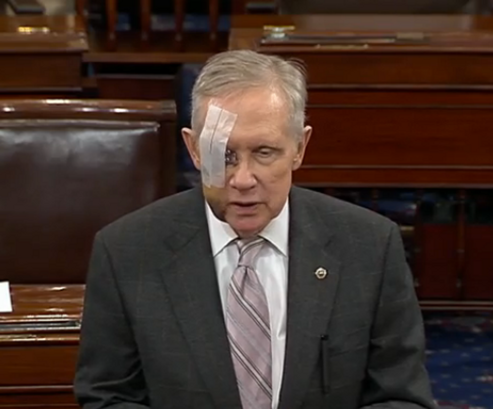 Reid returns, lectures GOP on how to run the Senate