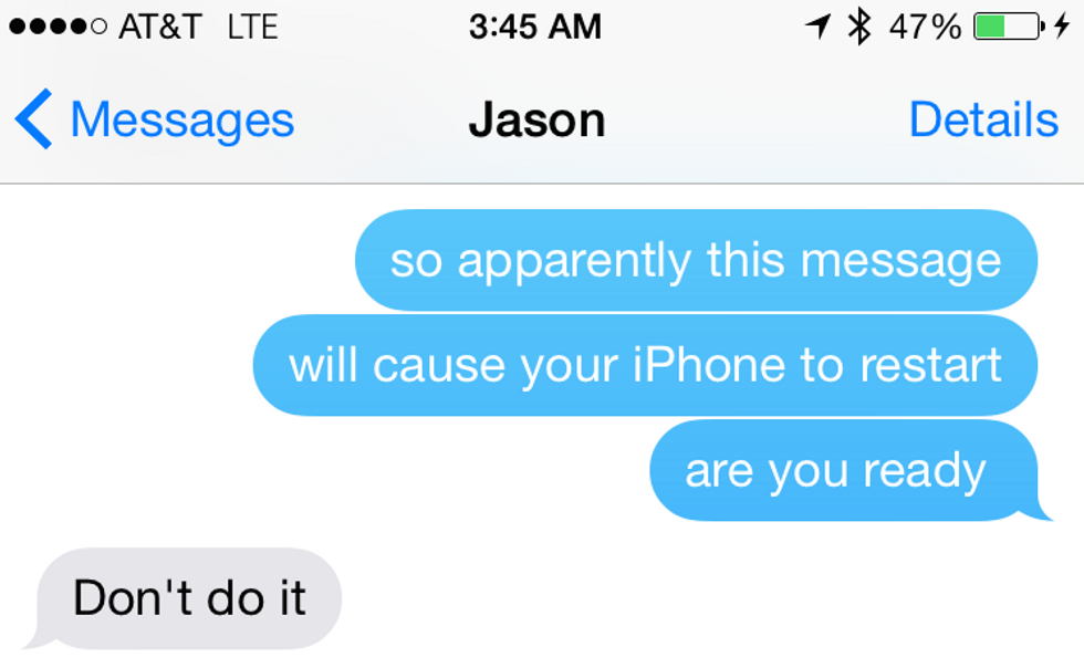 iPhone Users Beware: If You Get This Text Message, Your Phone Will Likely Turn Off Immediately