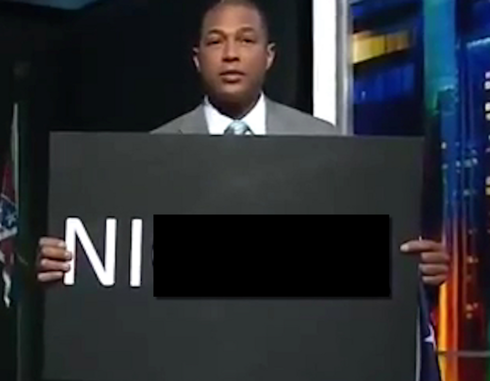 Internet Erupts After CNN Host Don Lemon Holds a Sign Featuring Unredacted N-Word