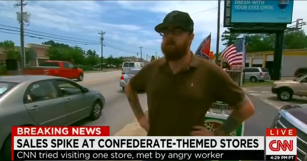 Watch How Confederate-Themed Store Worker Reacts When CNN Crew Shows Up: 'Are We on Your…Agenda Today?\
