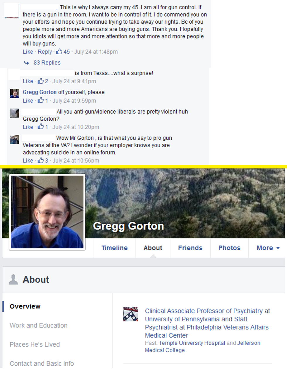 Totally Inappropriate' Facebook Comment Aimed at Gun Owner Could Land VA Psychiatrist in Big Trouble