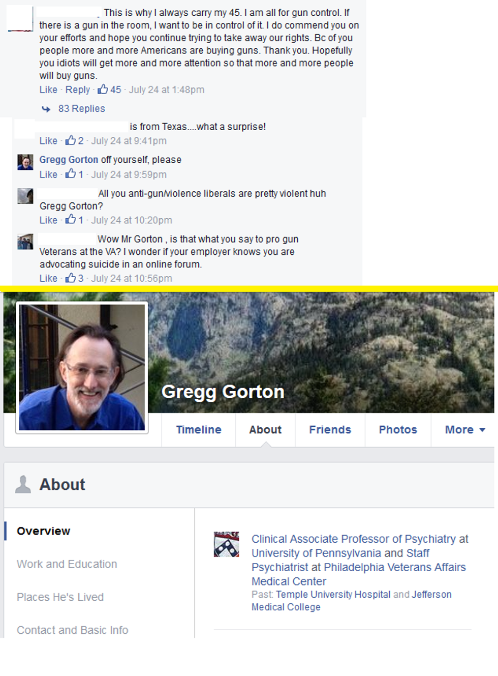 Totally Inappropriate' Facebook Comment Aimed at Gun Owner Could Land VA Psychiatrist in Big Trouble