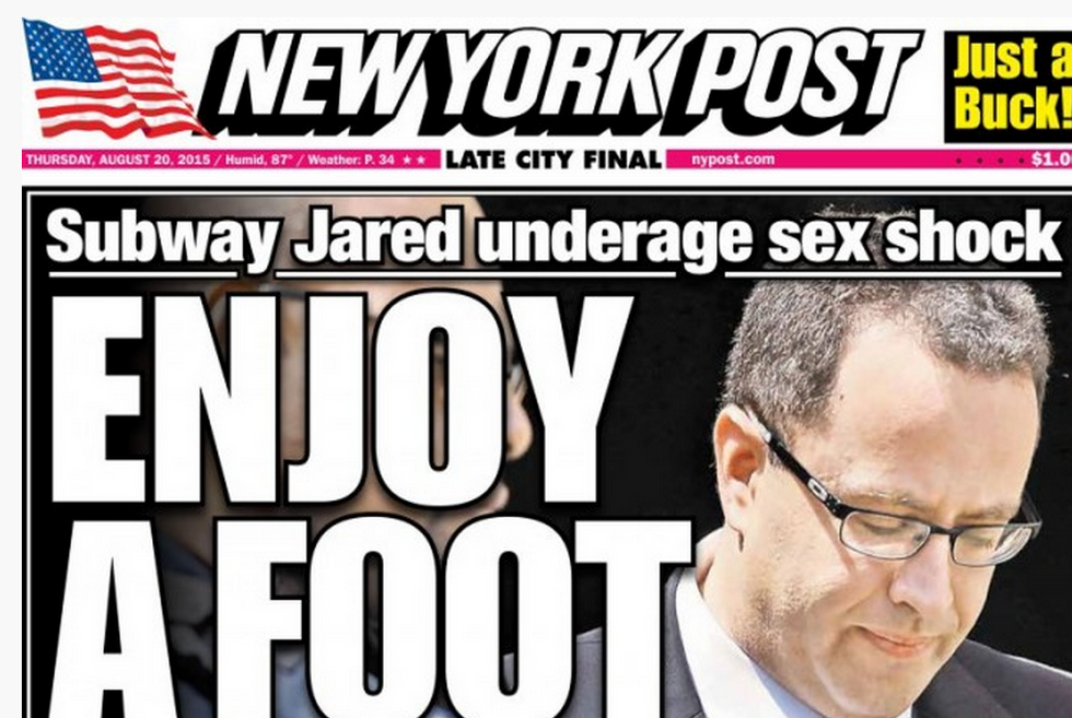 NY Post Goes for Shock Value With New Jared Fogle Cover
