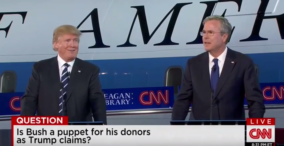 Watch Donald Trump Battle Jeb Bush After Being Accused of Trying to 'Buy' the Former Florida Governor on Issue