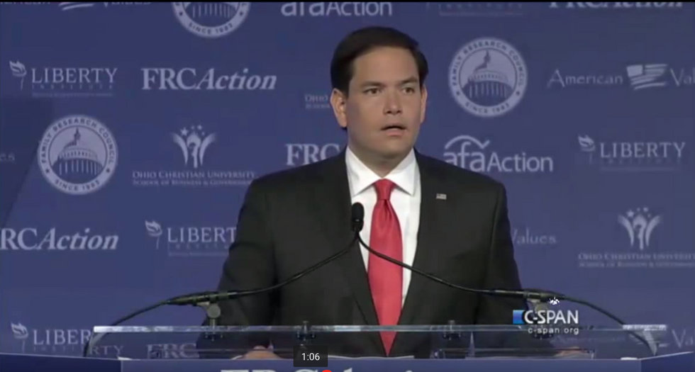 Watch How Crowd of Conservatives React When Marco Rubio Delivers the News That Speaker John Boehner Is Resigning