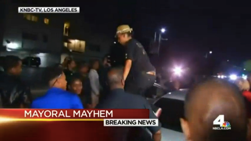 Black Lives Matter Protesters Rush LA Mayor’s Podium at Town Hall — Watch What Happens as He’s Escorted Out for Safety