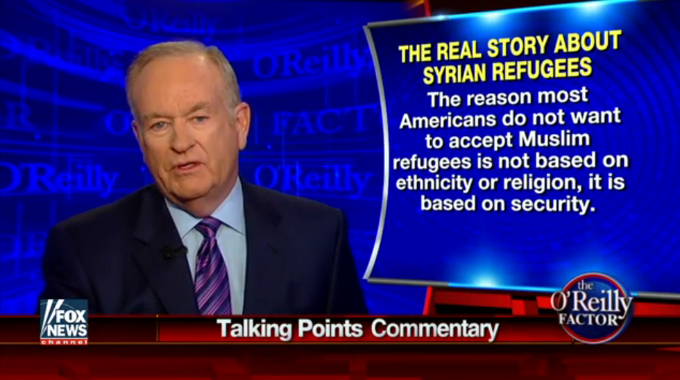 Bill O'Reilly on Why Americans Reject Syrian Refugee Relocation: 'The Democratic Party Is Completely Ineffective in Fighting Terrorism