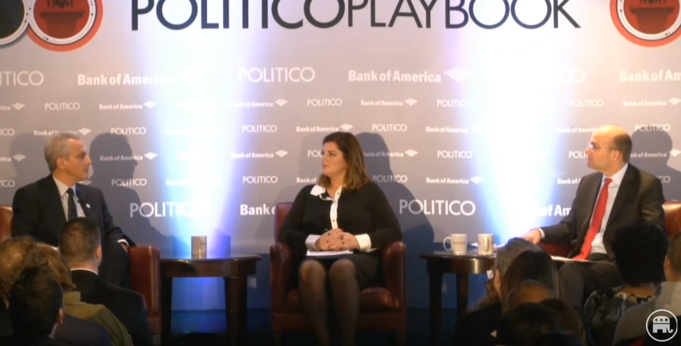 Rahm Emanuel Gets Into Tense On-Stage Exchange With Reporter After He Reveals Backstage Conversation