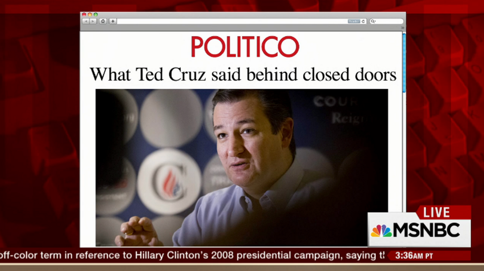Politico Reports Leaked Audio ‘Could Mean Trouble’ for Ted Cruz — Watch How Even MSNBC Panel Reacts to That Assertion
