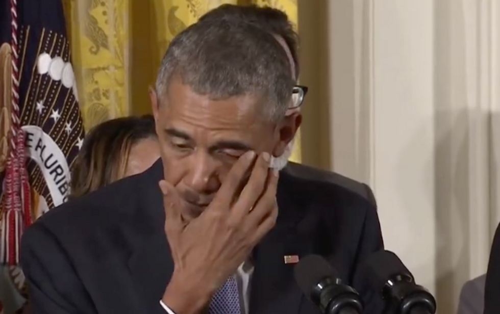 See the Moment Obama Is Moved to Tears During Unveiling of Executive Actions on Guns