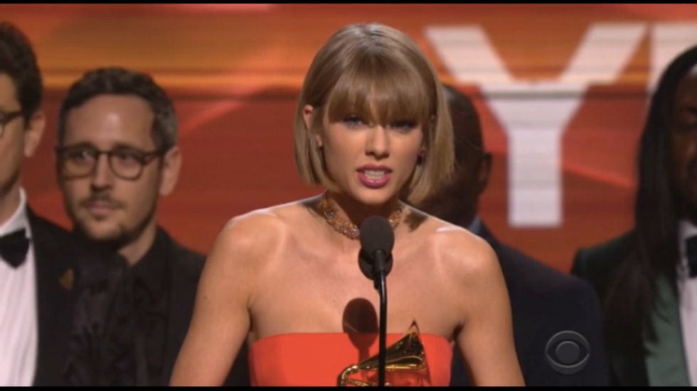 Taylor Swift Becomes First Woman to Win Album of Year Grammy Twice — and She KOs Kanye West With Line in Her Acceptance Speech
