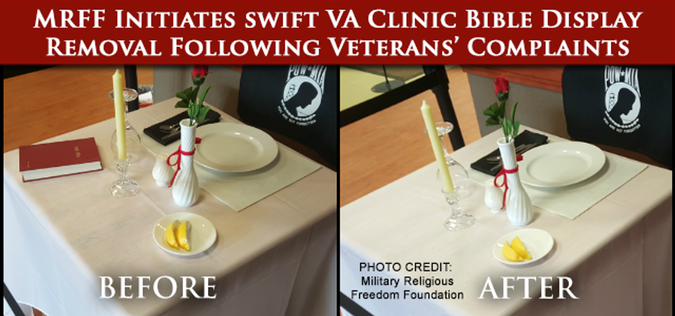 Bible Removed From POW/MIA Display After VA Clinic Received Complaints From Military Religious Freedom Foundation
