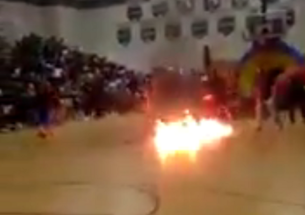 Everything Just Went Crazy': Shock Video Shows Stunt Performer Catch Fire During High School Rally
