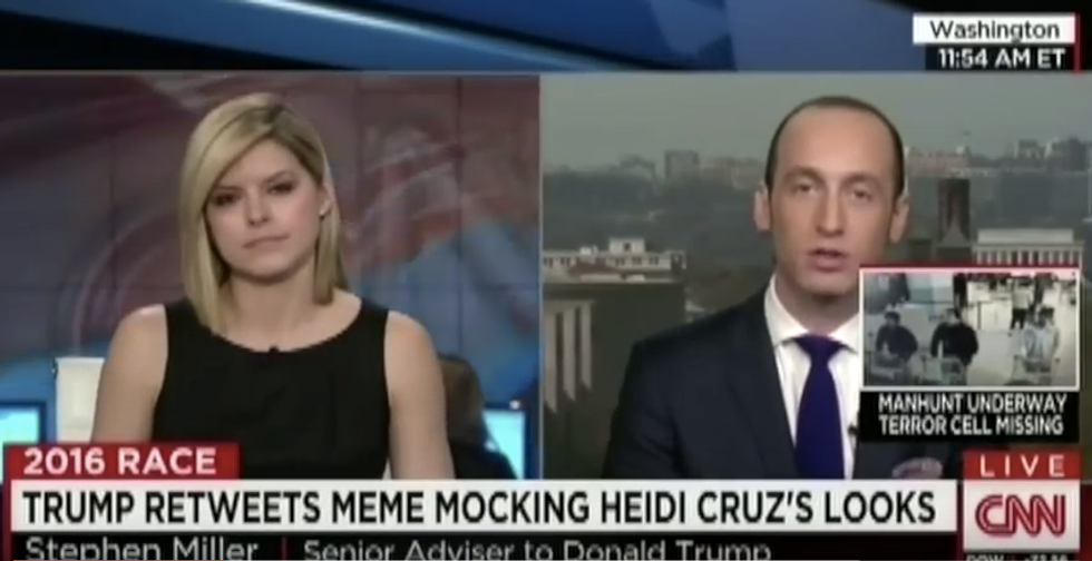 CNN Anchor Blasts Trump Senior Policy Adviser Over Candidate's Twitter Feud With Cruz Over Their Wives