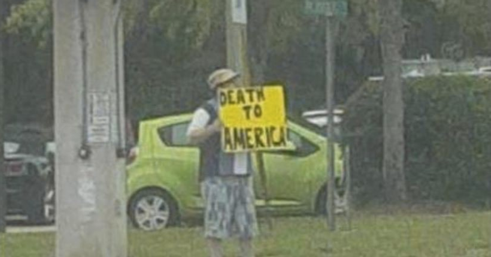 Couple Spots Man Holding 'Death to America' Sign — Moments Later, Witness Says He 'Got What He Deserved\