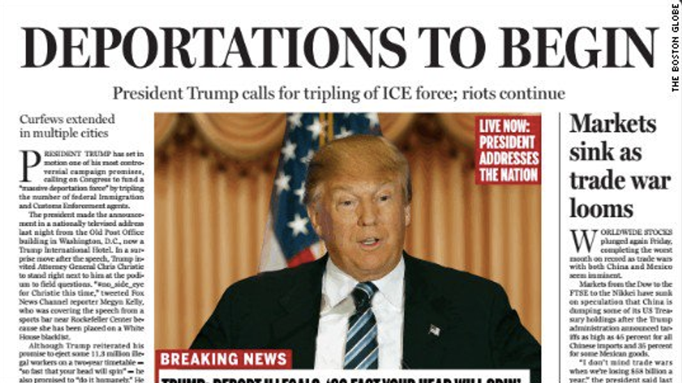 It is Profoundly Un-American': Here's why the Boston Globe Plans to Publish 'Satirical' Front Page Edition Portraying a Trump Presidency