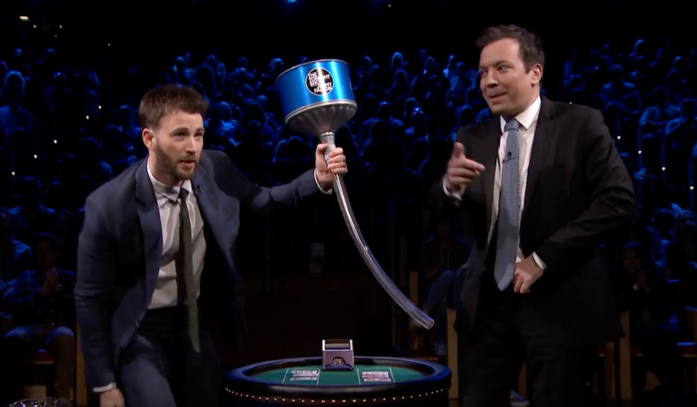 I hate this game': Actor Chris Evans introduces Jimmy Fallon to 'Frozen Blackjack