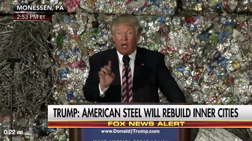 Trump Declares America's 'Economic Independence,’ but More People Are Noting What He’s Standing in Front Of