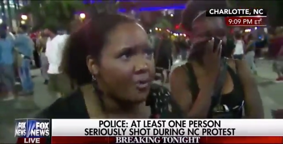 Charlotte protester berates Fox News journalist: 'You wanna make a f*****g fabricated story!