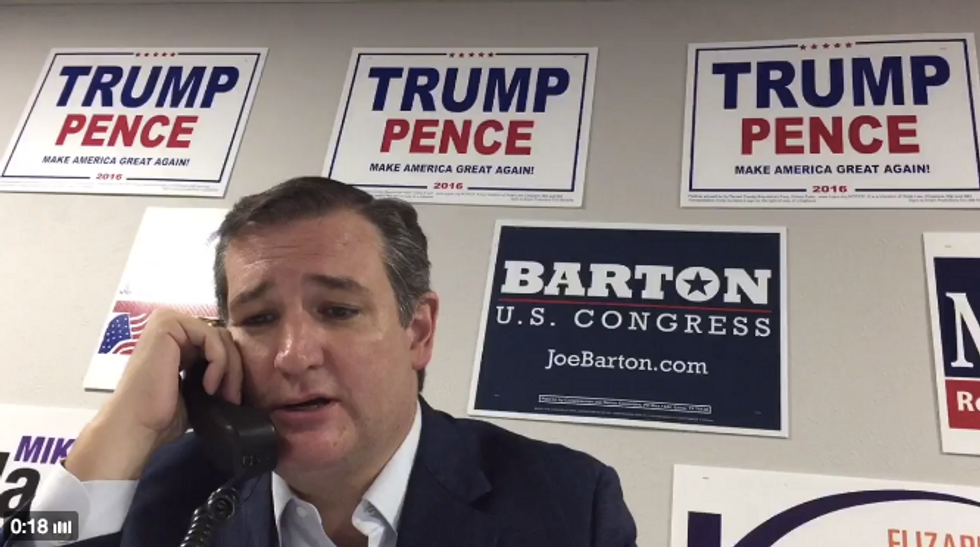 Video shows Cruz making phone calls for Trump