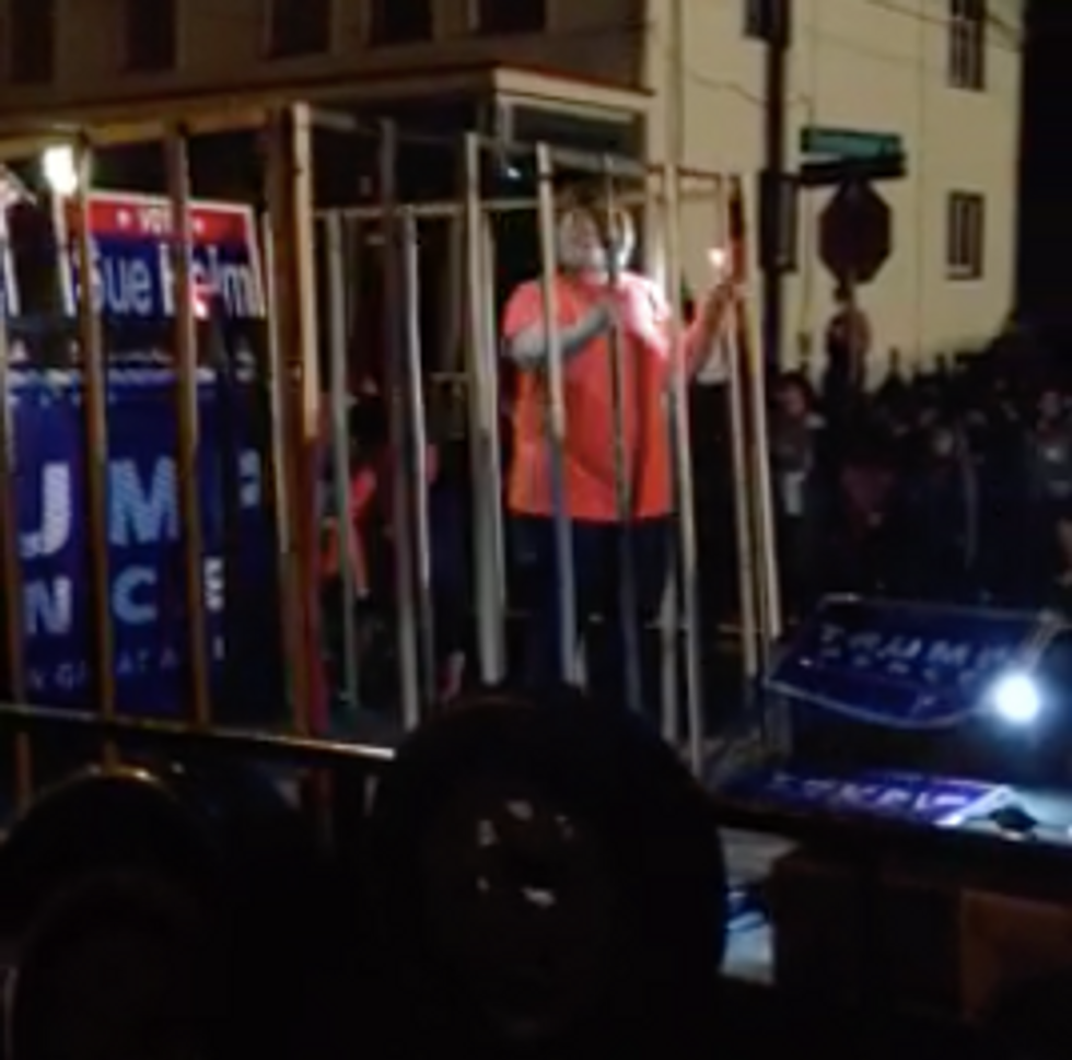 Halloween parade float in Pennsylvania depicts Hillary Clinton in prison
