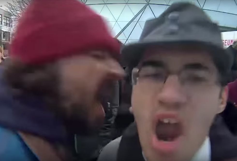 Watch: Actor Shia LeBeouf screams at neo-Nazi troll's face during anti-Trump 'art project