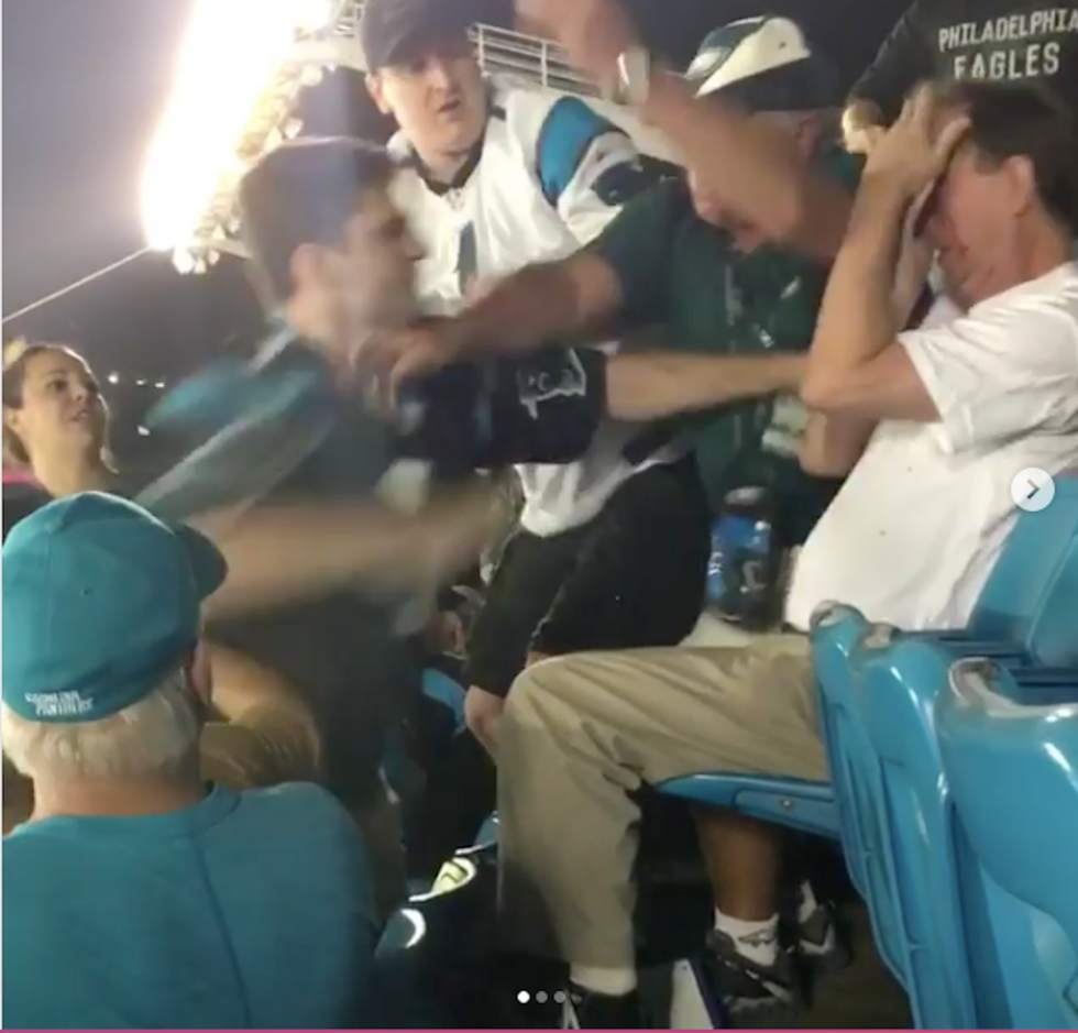 He just wanted to see the game, and a fellow fan assaulted him. Here's the video.