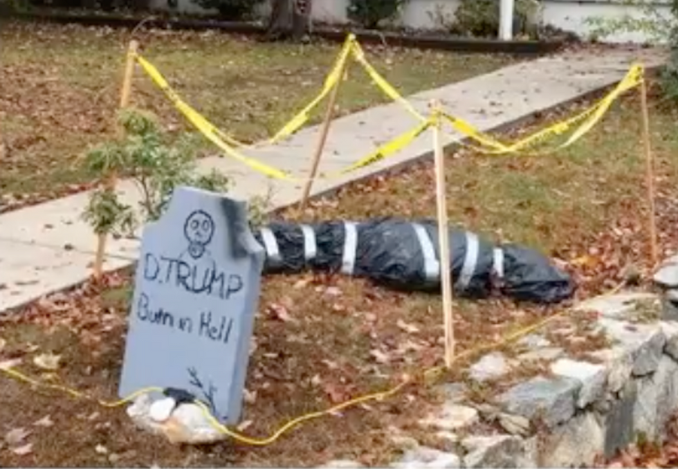 Get the hell out': This anti-Trump Halloween decoration has caused a big neighborhood conflict