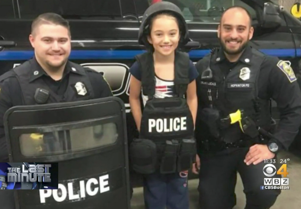 This child is visiting every police department in Massachusetts to thank officers for helping her