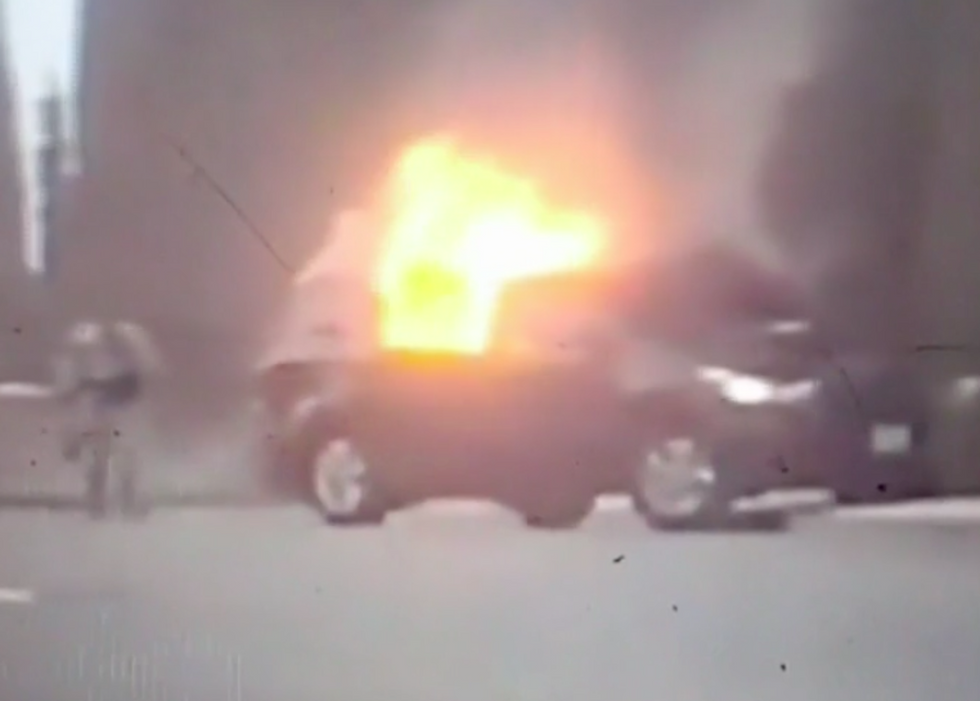 Suicidal driver bursts through military base gate in fiery crash; officials suspect terrorism