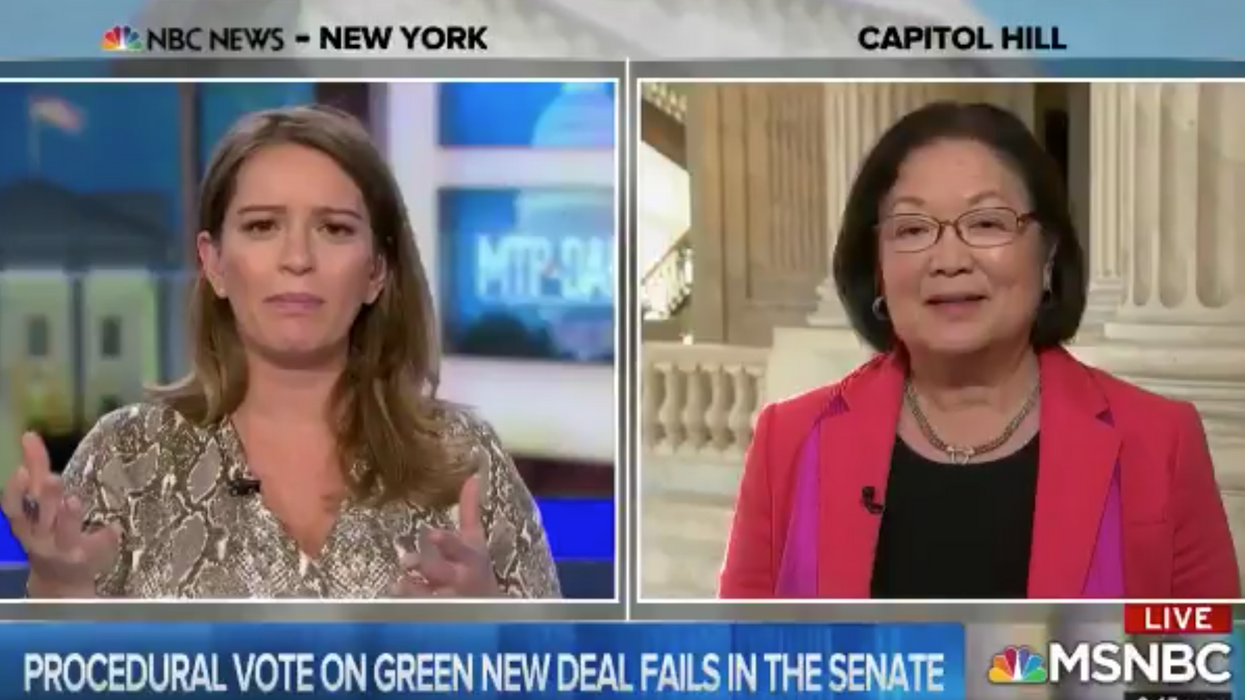 MSNBC's Katy Tur presses Sen. Hirono after no Dem votes for Green New Deal: 'You're trying to have it both ways'