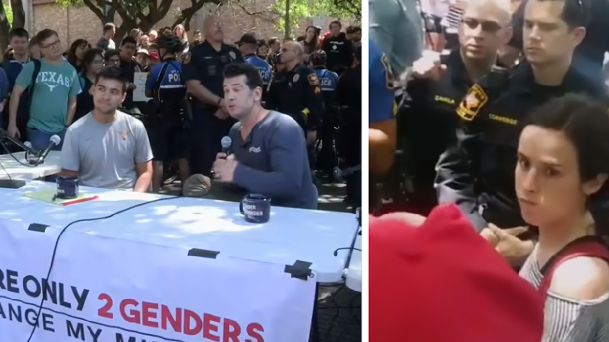 WATCH: MAGA-hat stealing protester told campus police she felt unsafe but the cops weren't having it