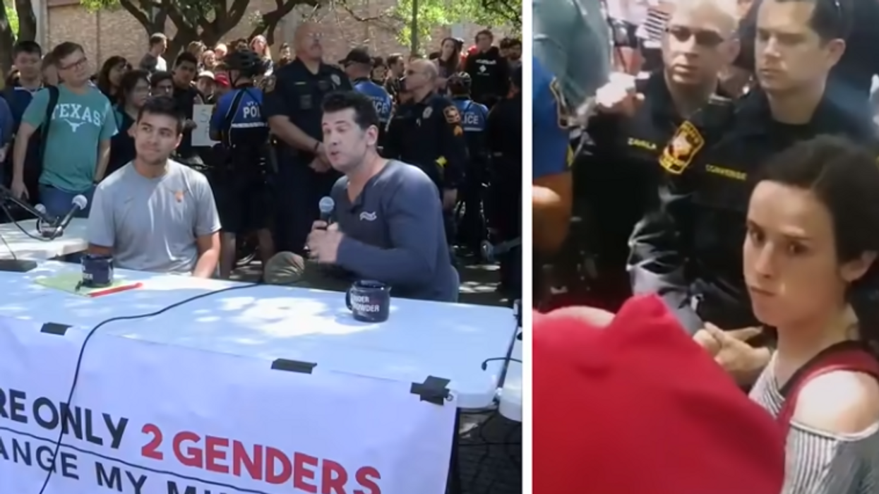 WATCH: MAGA-hat stealing protester told campus police she felt unsafe but the cops weren't having it