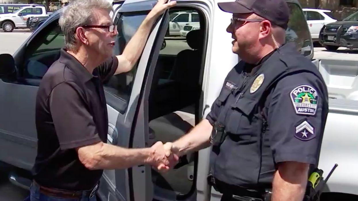 Texas man turns in legally owned AK-47 to police in response to recent shootings, claims it takes 'courage' in staged news event