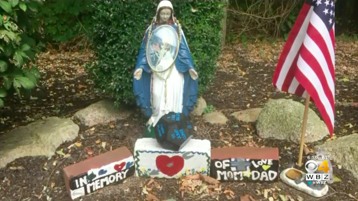 After c​ity removed Virgin Mary statue from Veterans Memorial Park due to anonymous complaint, the park caretaker responded with a defiant gesture
