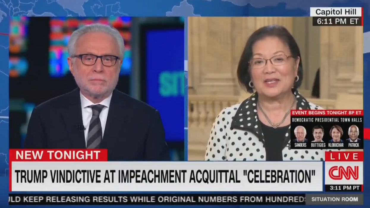 Dem senator still in denial about Trump’s acquittal slapped back to reality by ... CNN’s Wolf Blitzer