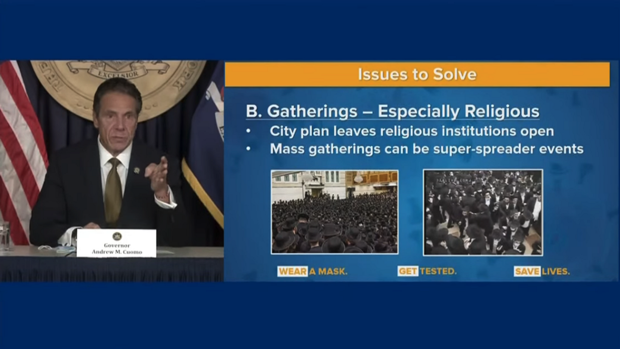 Gov. Cuomo tries to justify shutting down religious gatherings by using a picture from 2006