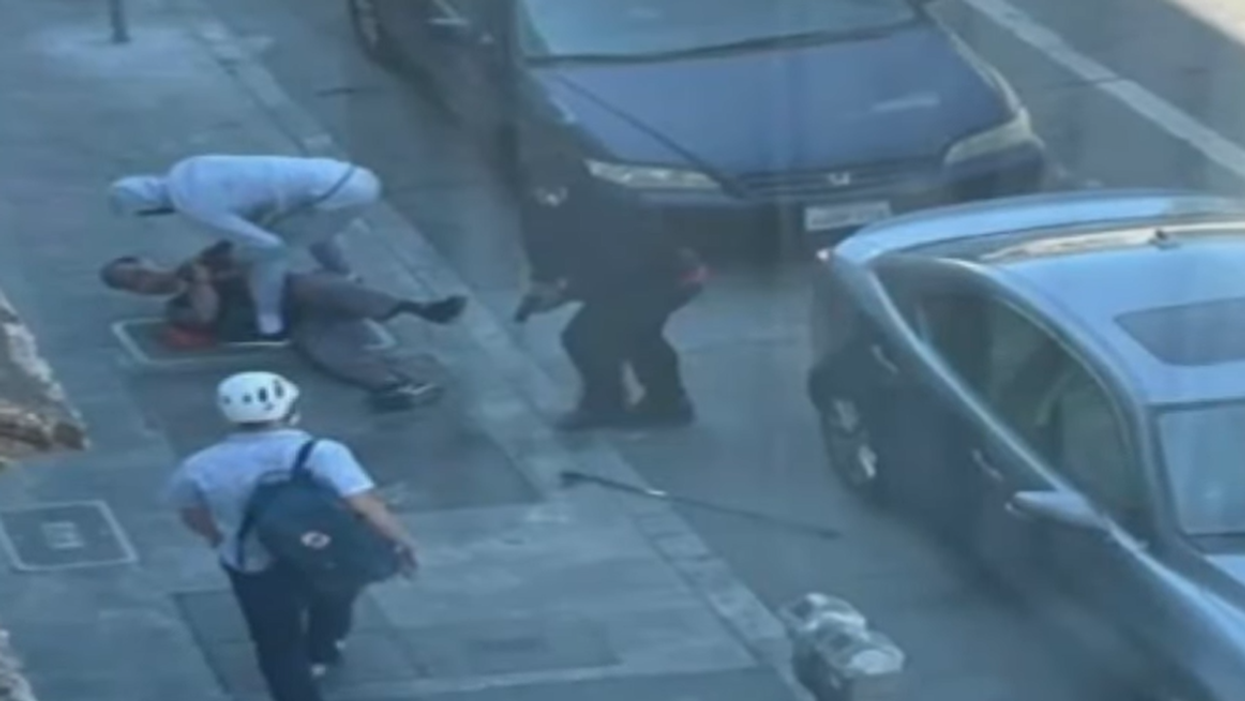 Terrifying video shows moment Good Samaritan is pistol-whipped trying to stop robbers from battering elderly Asian man