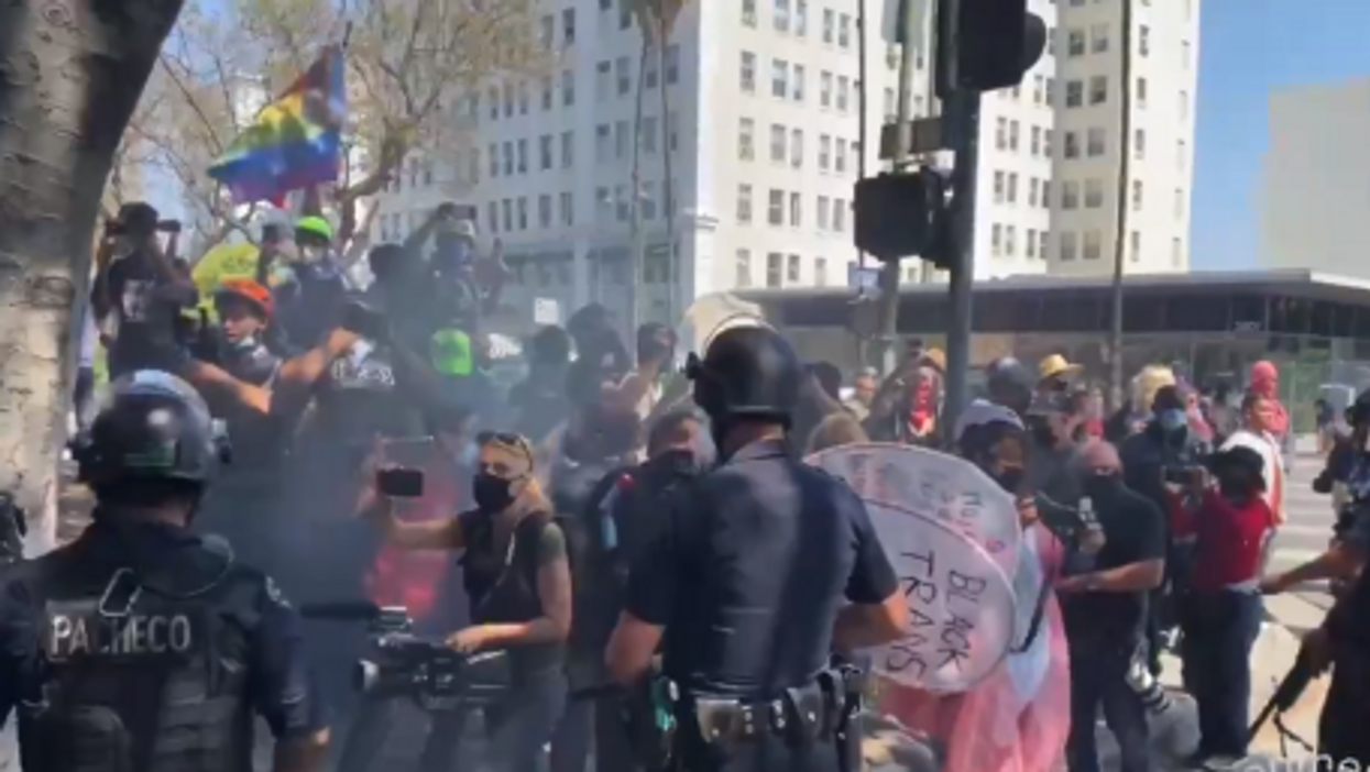 VIDEO: Violent clashes erupt between Antifa and police during protests over naked transgender person at Wi Spa in LA: 'Antifa's gonna kill you!'
