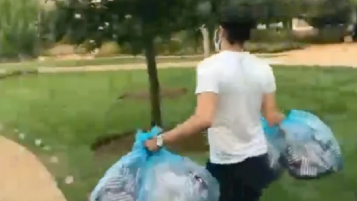 WATCH: Student senator caught red-handed removing American flags from 9/11 memorial