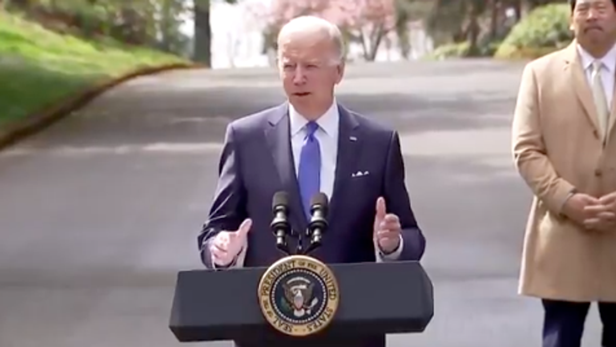 Did Biden say the environmental crisis helps advance his agenda?