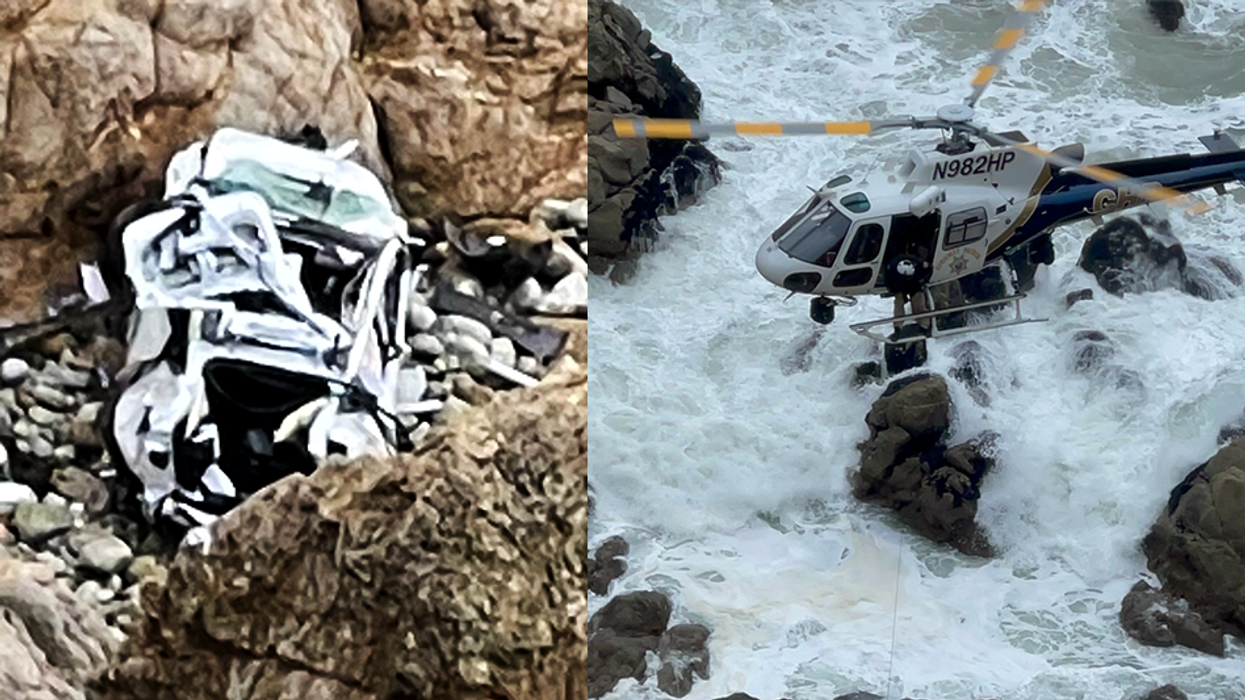 Passengers survive after Tesla plummets over 250 feet off California cliff