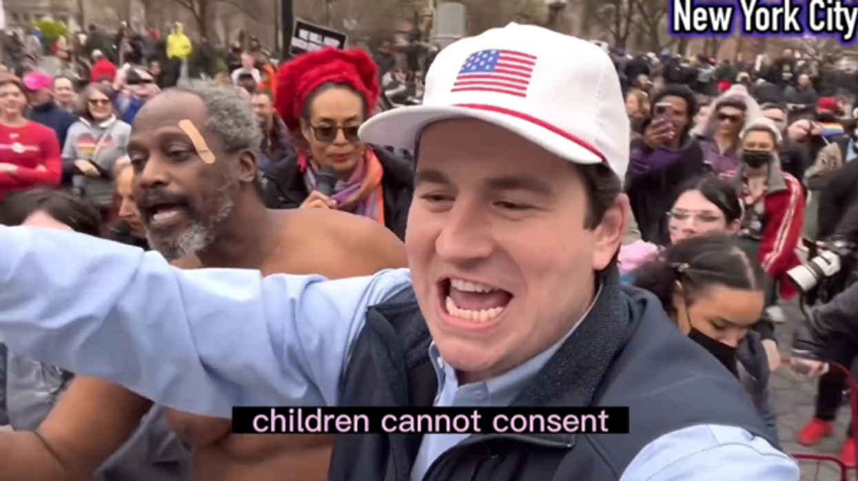 Video shows 'transgender mafia' assault Alex Stein, douse him with hot coffee, and spit on him during NYC trans event, but NYPD does nothing