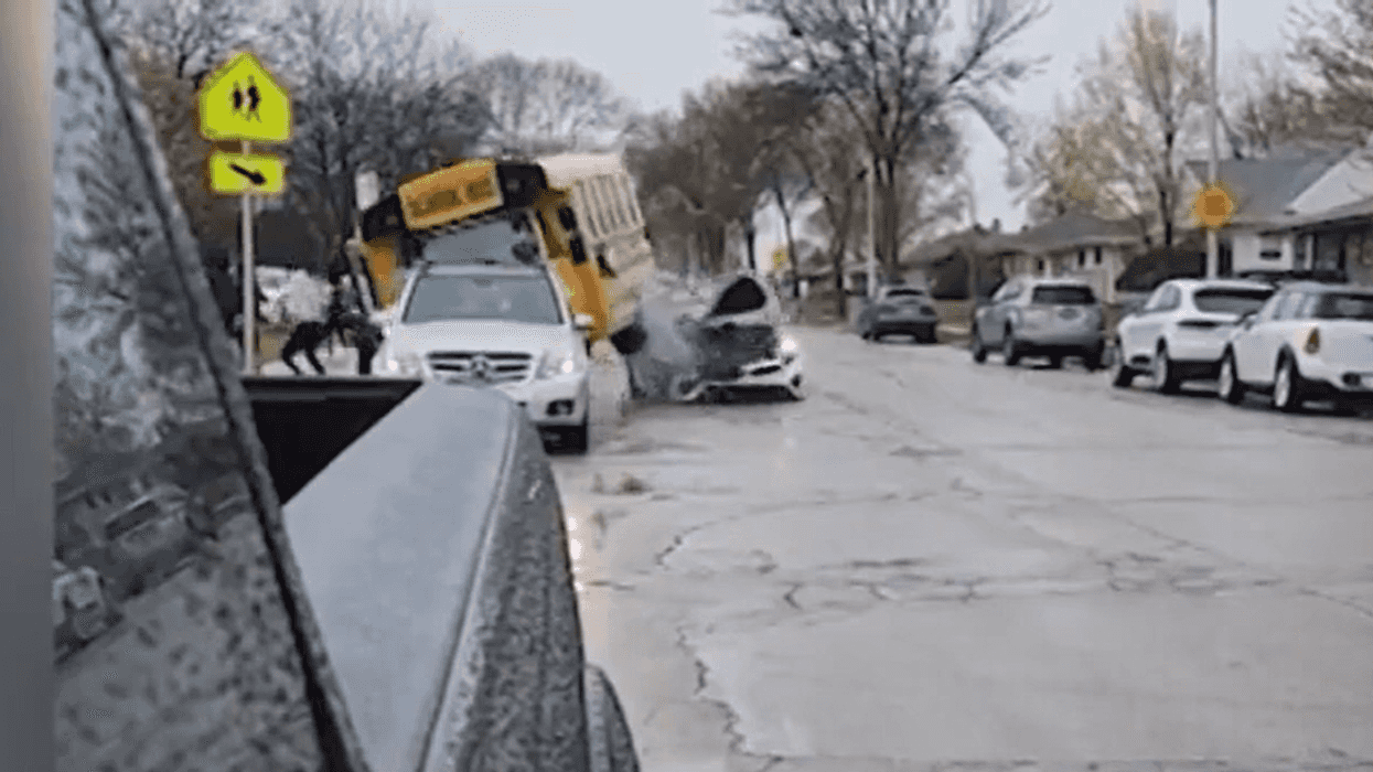 Teenage girls arrested after stolen car crashes into school bus during joy ride