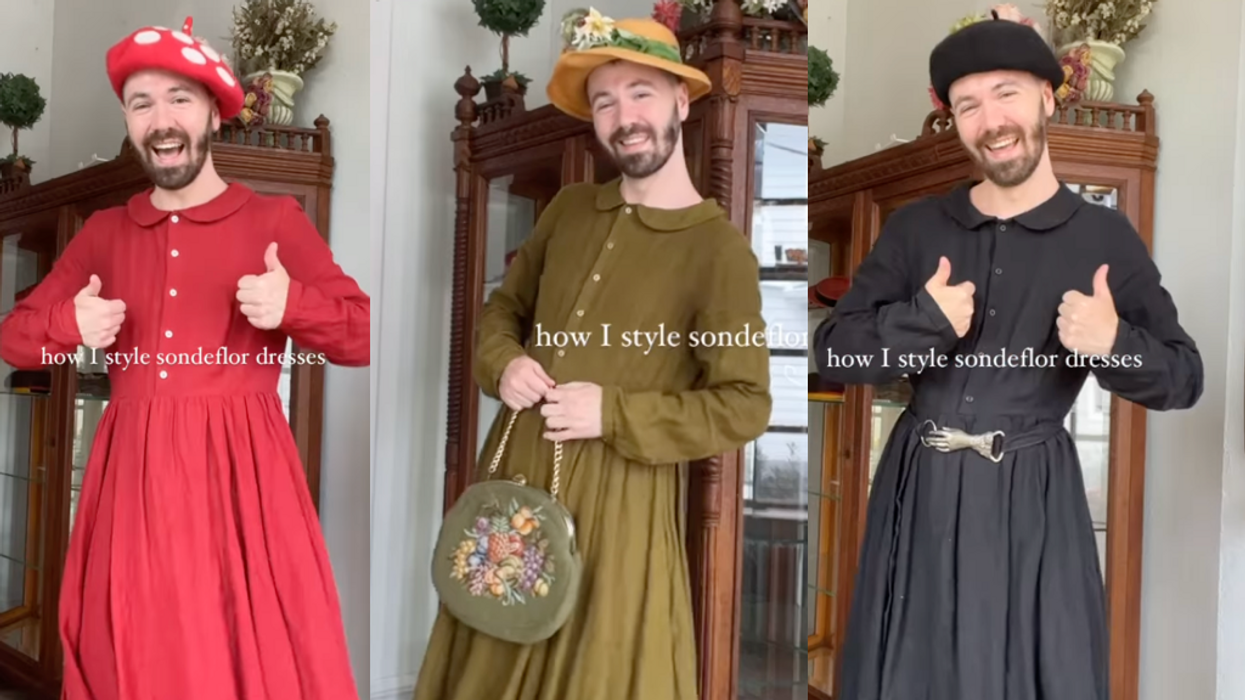 Women roast clothing company for featuring a bearded man wearing dresses