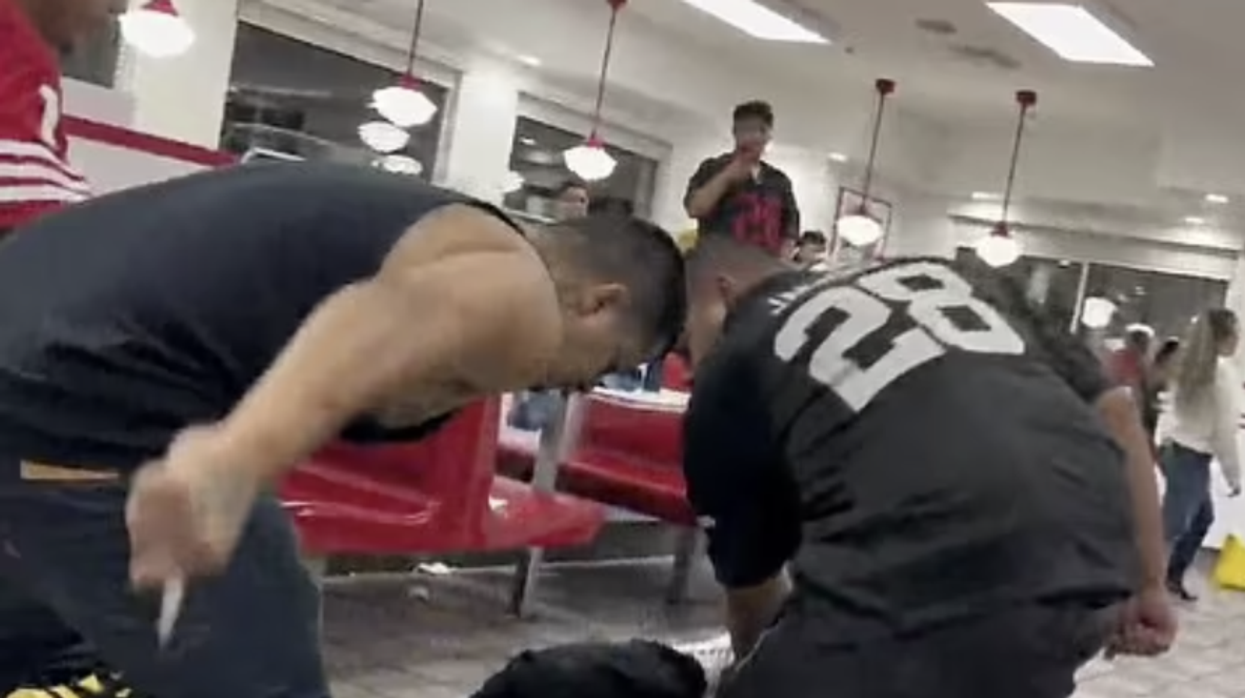 Video shows the moment 49ers and Raiders fans engage in bloody brawl at California In-N-Out, 2 people stabbed